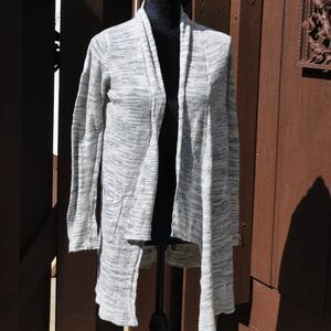 Michael Stars XS Heather Gray & Beige Light Weight Knit Cardigan Sweater